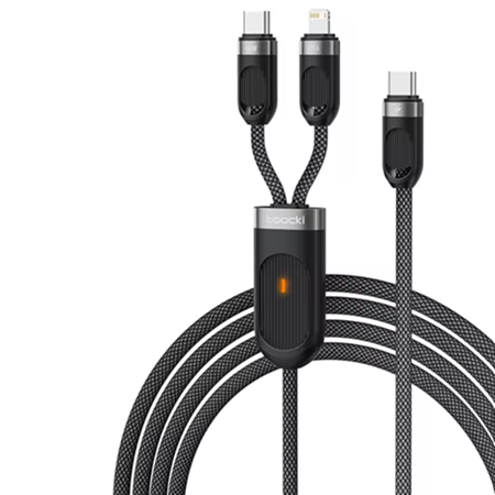 CABLE 2 EN 1 TOOCKI TIPO C A LIGHTNING+C 60W PD60W 1.2M TXCY-YB01-L