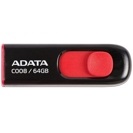 MEMORIA USB ADATA 64GB 2.0 AC008-64G-RKD RETRACTIL BLACK/RED