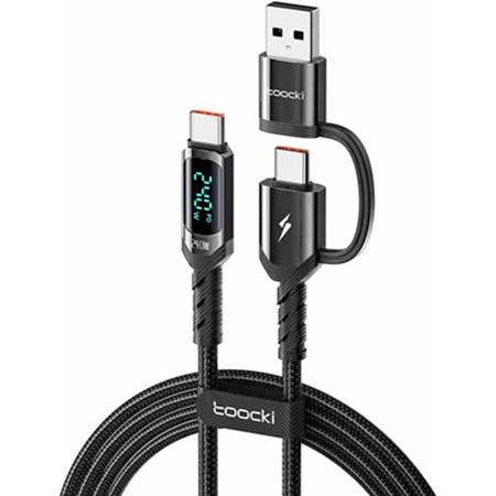 CABLE CON PANTALLA DIGITAL TOOCKI TIPO C A USB-A+C 240W TXCTAT-FT01