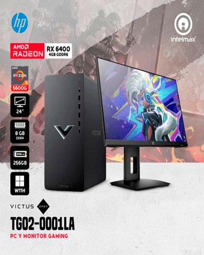 PC GAMING HP VICTUS TG02-0001LA RYZEN 5 5600G 8GB RAM 256GB SSD RX6400 WINDOWS 11+ MONITOR OMEN 24" 809Q3LA#ABM
