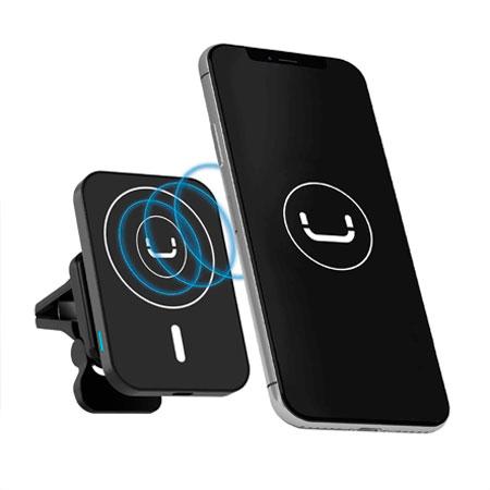 SOPORTE PARA MÓVIL PARA REJILLA DE VENTILACIÓN CON CARGADOR INALÁMBRICO MAGNÉTICO UNNO TEKNO CH3013BK