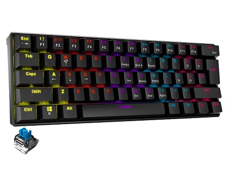 TECLADO MECANICO GAMING ADATA XPG SWITCH AZUL USB ESPAÑOL SUMMONERMINI61BL-BKCES BLACK